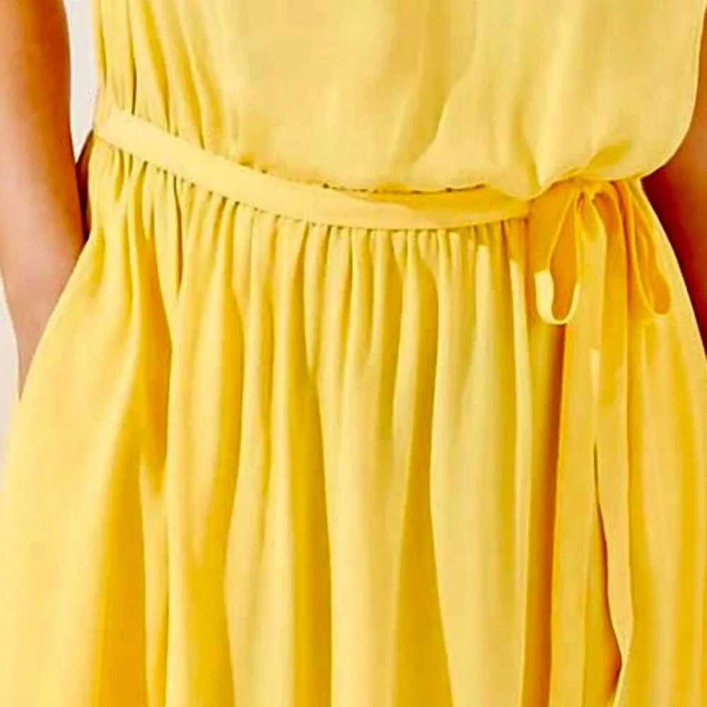 Loft Plus Size NWT Yellow Floral Ruffle Dress Women Various - Picture 13 of 14